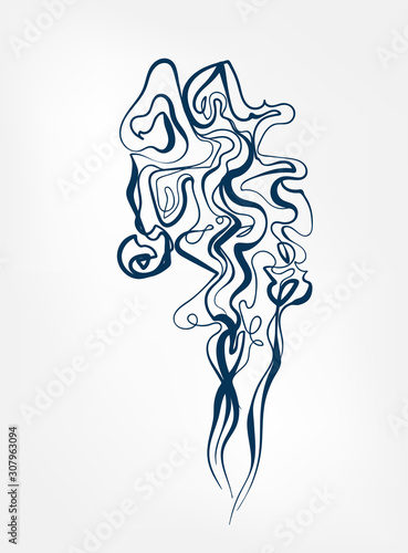smoke line art sketch outline isolated design element cosmetics vector