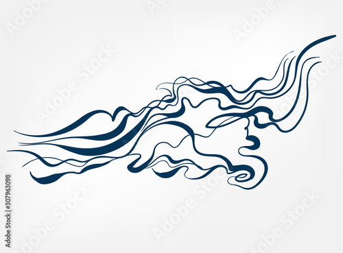 smoke line art sketch outline isolated design element cosmetics vector