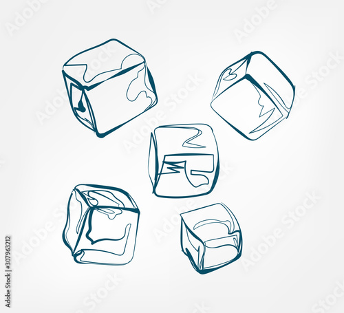 ice cube vector isolated one line water drop