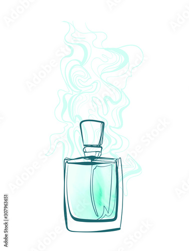 perfume line art sketch outline isolated design element cosmetics vector