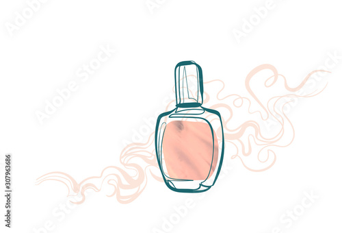 perfume line art sketch outline isolated design element cosmetics vector
