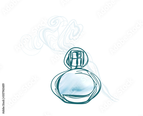 perfume line art sketch outline isolated design element cosmetics vector