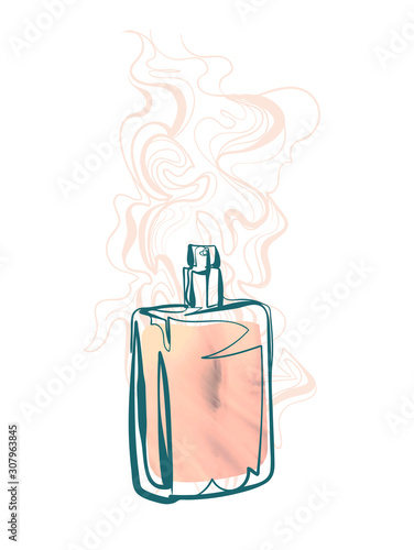 perfume line art sketch outline isolated design element cosmetics vector