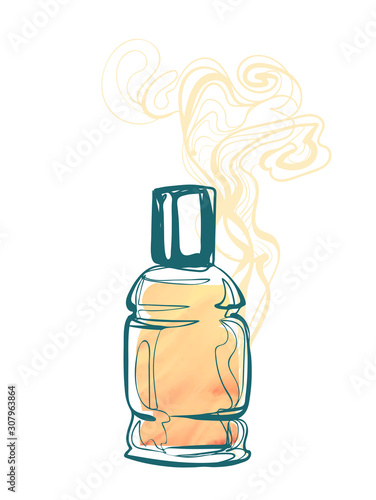 perfume line art sketch outline isolated design element cosmetics vector