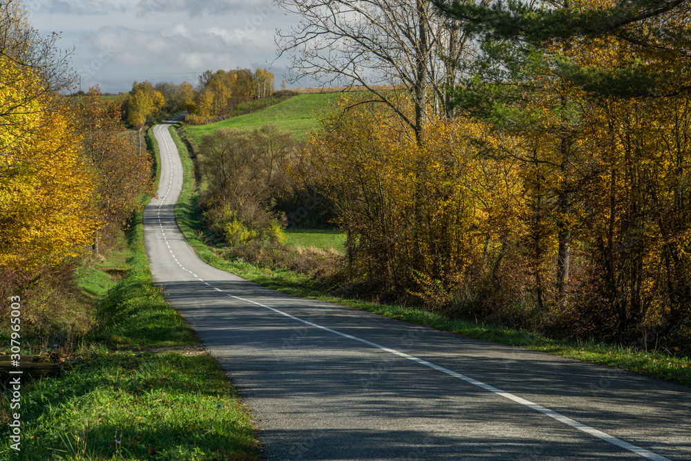 Sunny road up hill during autumn (Croatia) Sunny road up hill during autumn (Croatia)