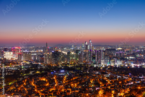View of Seoul City at twilight South Korea