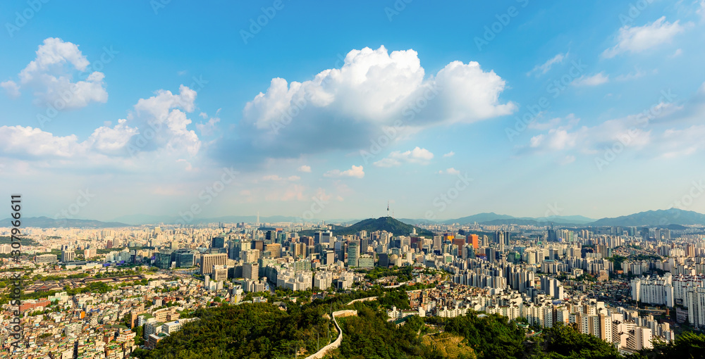 Seoul City Skyline and Seoul tower South Korea