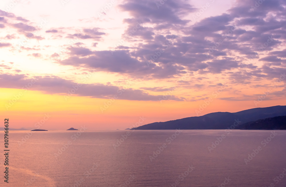 Sunset over sea. Nature background