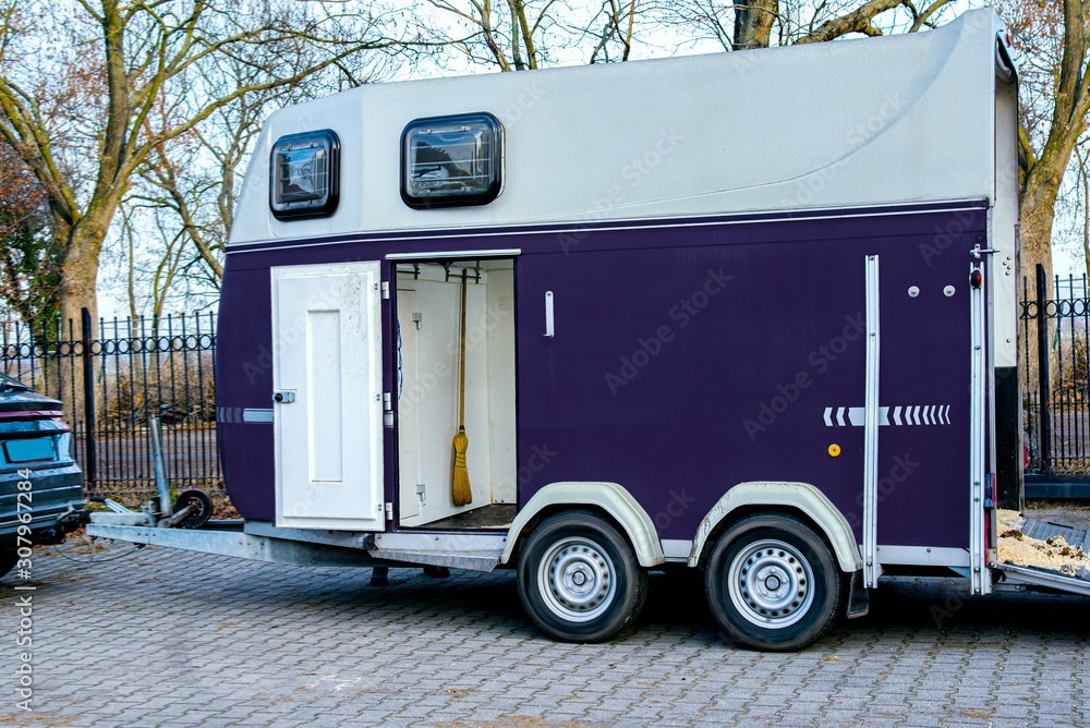 Naklejka premium Horse transportation van , equestrian sport