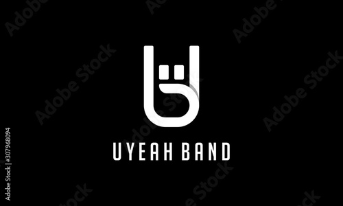initial letter U and B with rock hand logo design template