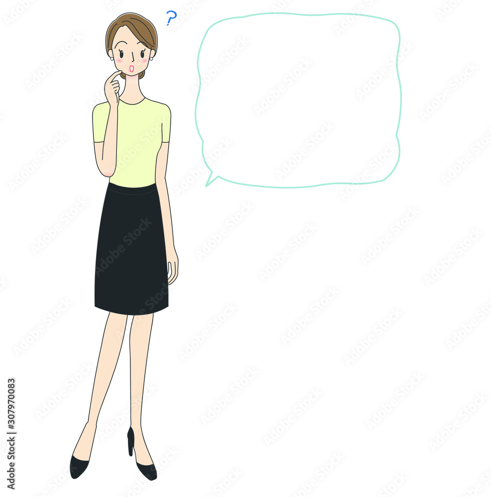 ビジネスウーマンと吹き出しのイラスト