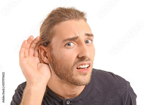 Young man with hearing prob...