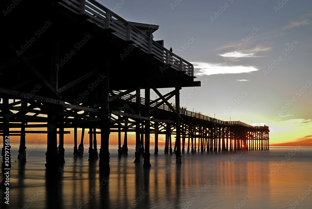 Pacific Beach Pier in San Diego at sunset.