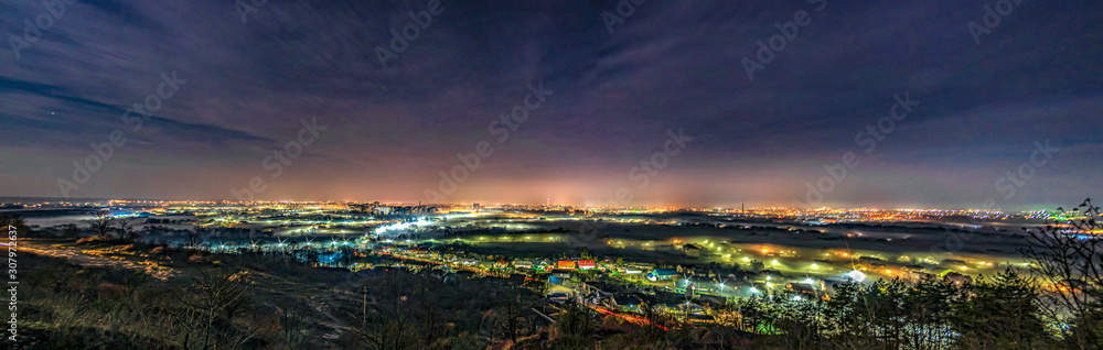 Panorama of the night city from a height