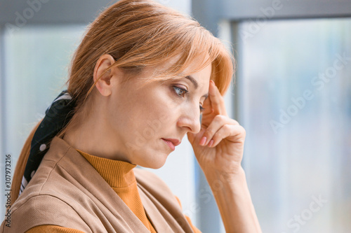 Portrait of depressed woman...