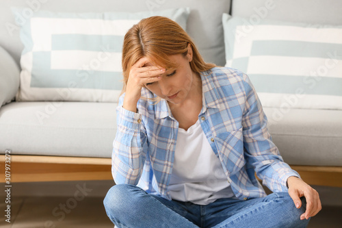 Portrait of depressed woman...