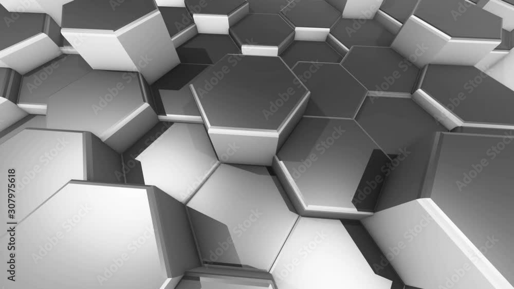 3D animation of a metal hexagon beehive. Trendy background with moving hexagon surface. 3D animation of a metal hexagon beehive. Trendy background with moving hexagon surface.