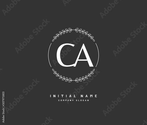 C A CA Beauty vector initial logo, handwriting logo of initial signature, wedding, fashion, jewerly, boutique, floral and botanical with creative template for any company or business.