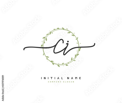 C I CI Beauty vector initial logo, handwriting logo of initial signature, wedding, fashion, jewerly, boutique, floral and botanical with creative template for any company or business.