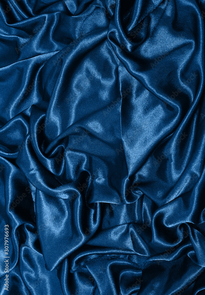 Photo of blue satin texture. Photo of blue satin texture.