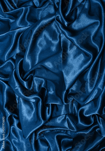 Photo of blue satin texture.