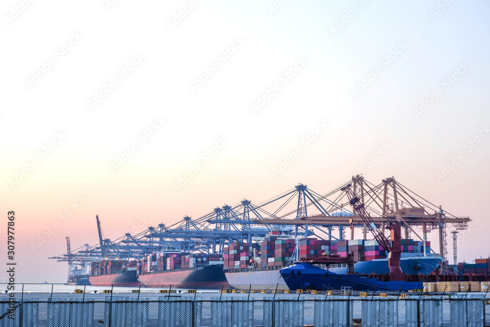 Port industry, sea transportation, import and export of goods in the country