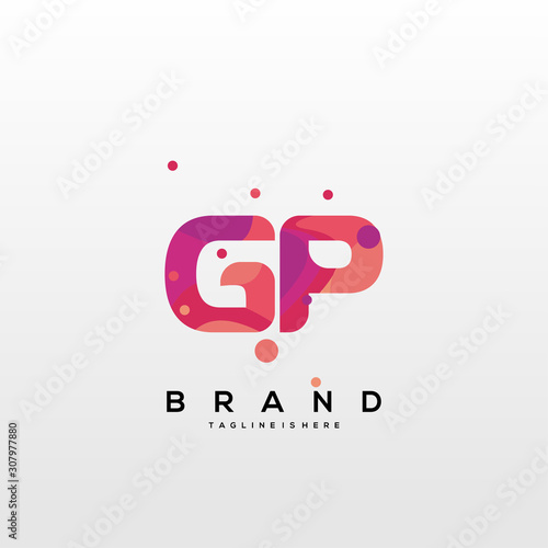 Initial letter GP logo with colorful, letter combination logo design for creative industry, web, business and company. - Vector	