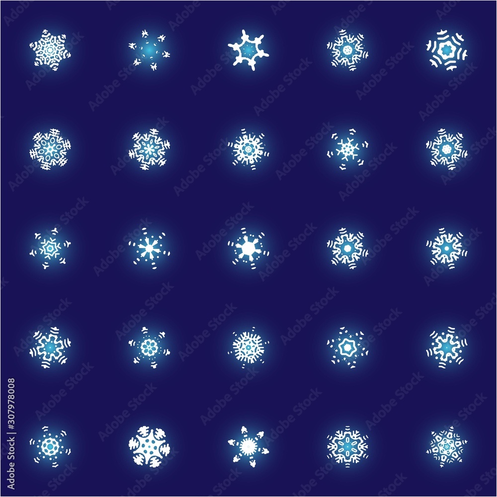 Collection of simple snowflakes on blue background. Collection of simple snowflakes on blue background.