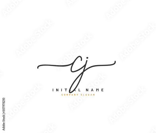 C J CJ Beauty vector initial logo, handwriting logo of initial signature, wedding, fashion, jewerly, boutique, floral and botanical with creative template for any company or business.
