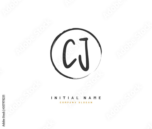 C J CJ Beauty vector initial logo, handwriting logo of initial signature, wedding, fashion, jewerly, boutique, floral and botanical with creative template for any company or business.
