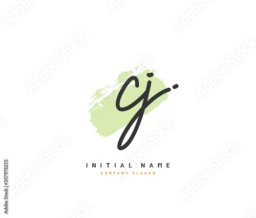 C J CJ Beauty vector initial logo, handwriting logo of initial signature, wedding, fashion, jewerly, boutique, floral and botanical with creative template for any company or business.