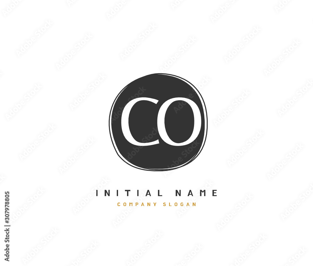 Obraz premium C O CO Beauty vector initial logo, handwriting logo of initial signature, wedding, fashion, jewerly, boutique, floral and botanical with creative template for any company or business.