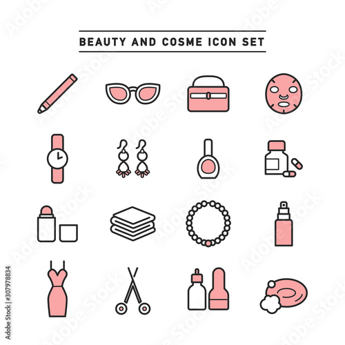 BEAUTY AND COSME ICON SET