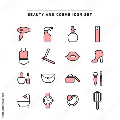 BEAUTY AND COSME ICON SET