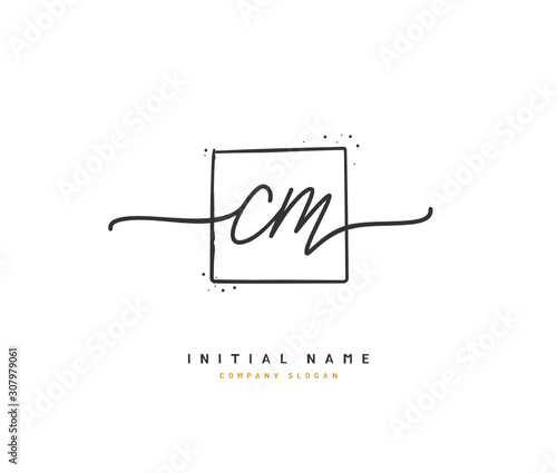 C M CM Beauty vector initial logo, handwriting logo of initial signature, wedding, fashion, jewerly, boutique, floral and botanical with creative template for any company or business.