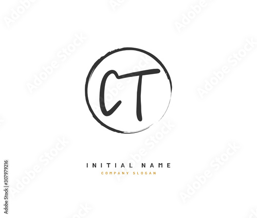 C T CT Beauty vector initial logo, handwriting logo of initial signature, wedding, fashion, jewerly, boutique, floral and botanical with creative template for any company or business.