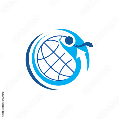 job recruitment logo vector. global abstract businessman graphic design isolated on white