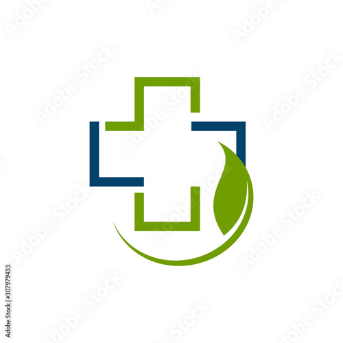 nature pharmacy herbal medicine logo design vector symbol