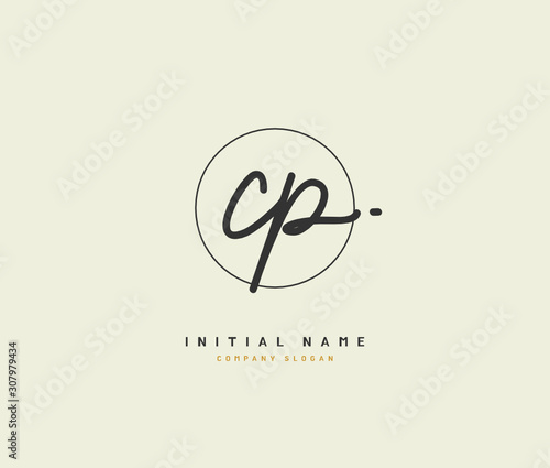C P CP Beauty vector initial logo, handwriting logo of initial signature, wedding, fashion, jewerly, boutique, floral and botanical with creative template for any company or business.