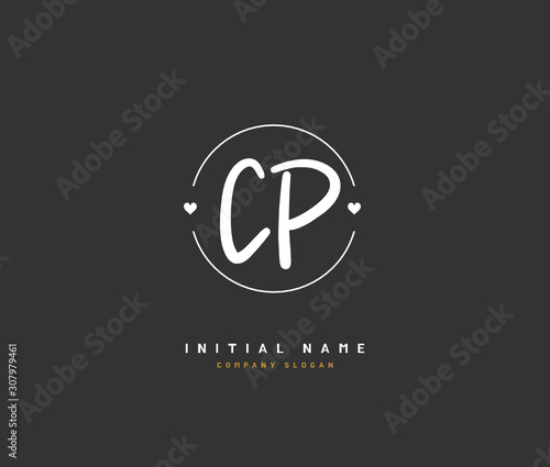 C P CP Beauty vector initial logo, handwriting logo of initial signature, wedding, fashion, jewerly, boutique, floral and botanical with creative template for any company or business.