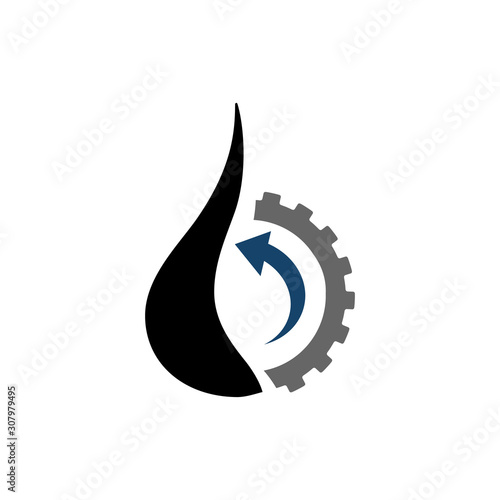 oil change icon logo vector. oil gear and circle arrow sign. symbol for automotive engine.
