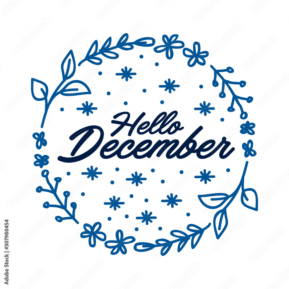Obraz premium Hello December. Handwritten modern calligraphy, brush painted letters.