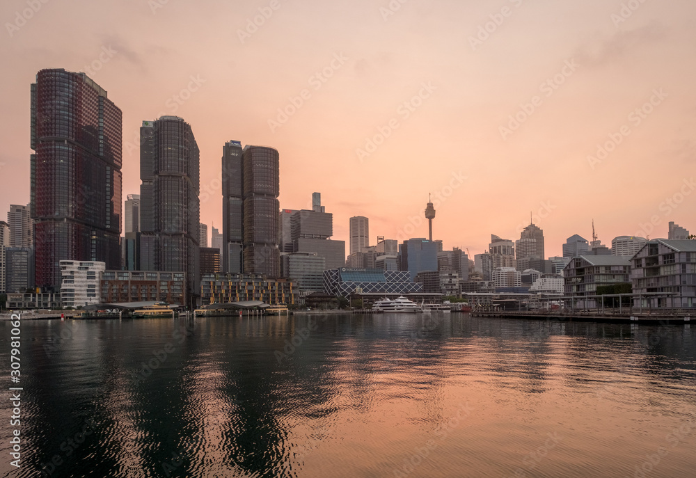 Sydney city skyline at sunrise