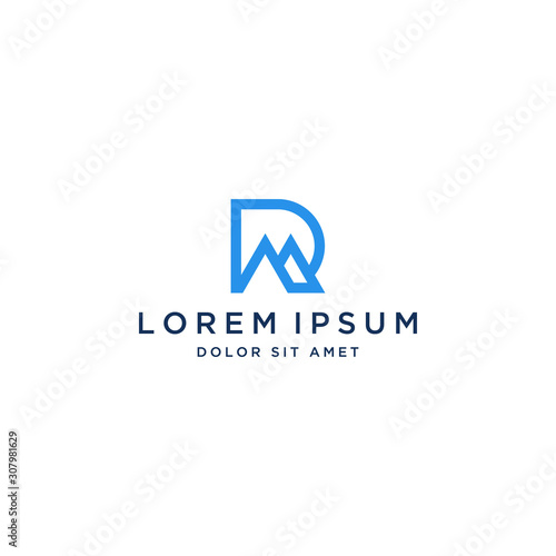 business design logo or monogram or initials letter R with mountains