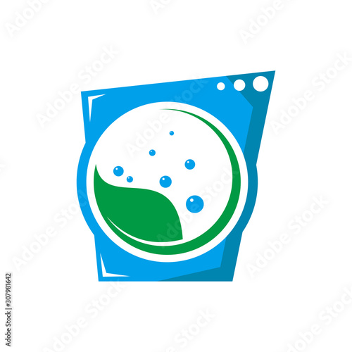 Eco Laundry Dry Cleaner Logo Design Template Vector.