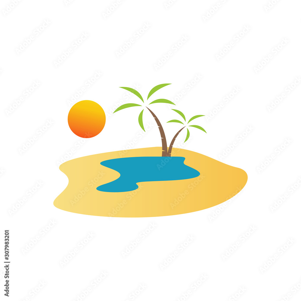 oasis logo design vector illustration. Water in the middle of the desert  concept vector de Stock | Adobe Stock