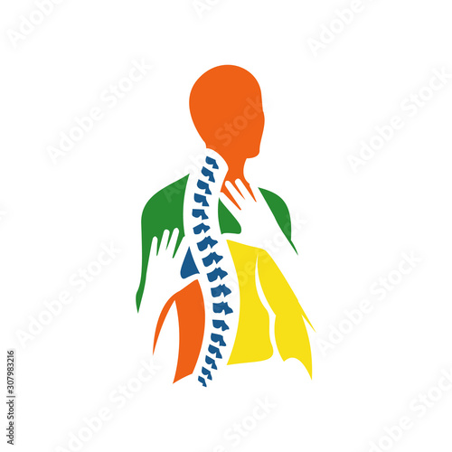 creative human spinal chiropractic physiotherapy logo design. health care medical template