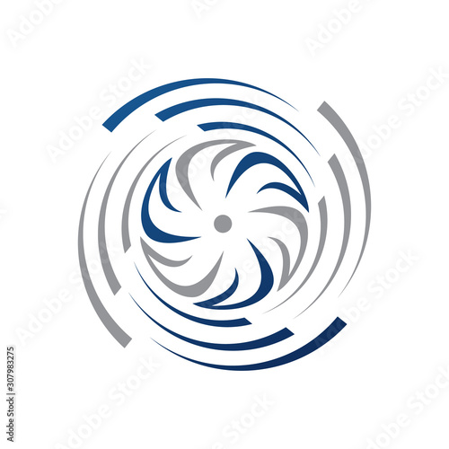 rotation of water wind turbine logo design vector illustrations. circle spinning turbulence turbine symbol. photo