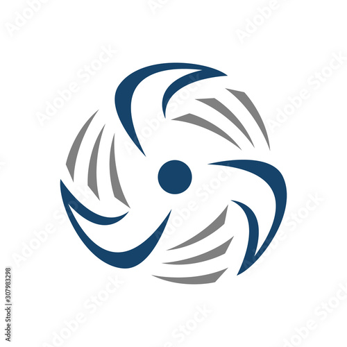 rotation of water wind turbine logo design vector illustrations. circle spinning turbulence turbine symbol.