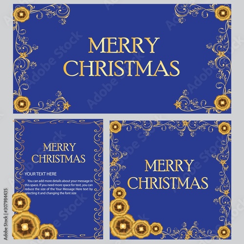 Merry Christmas and Happy New Year lettering banner and illustration.